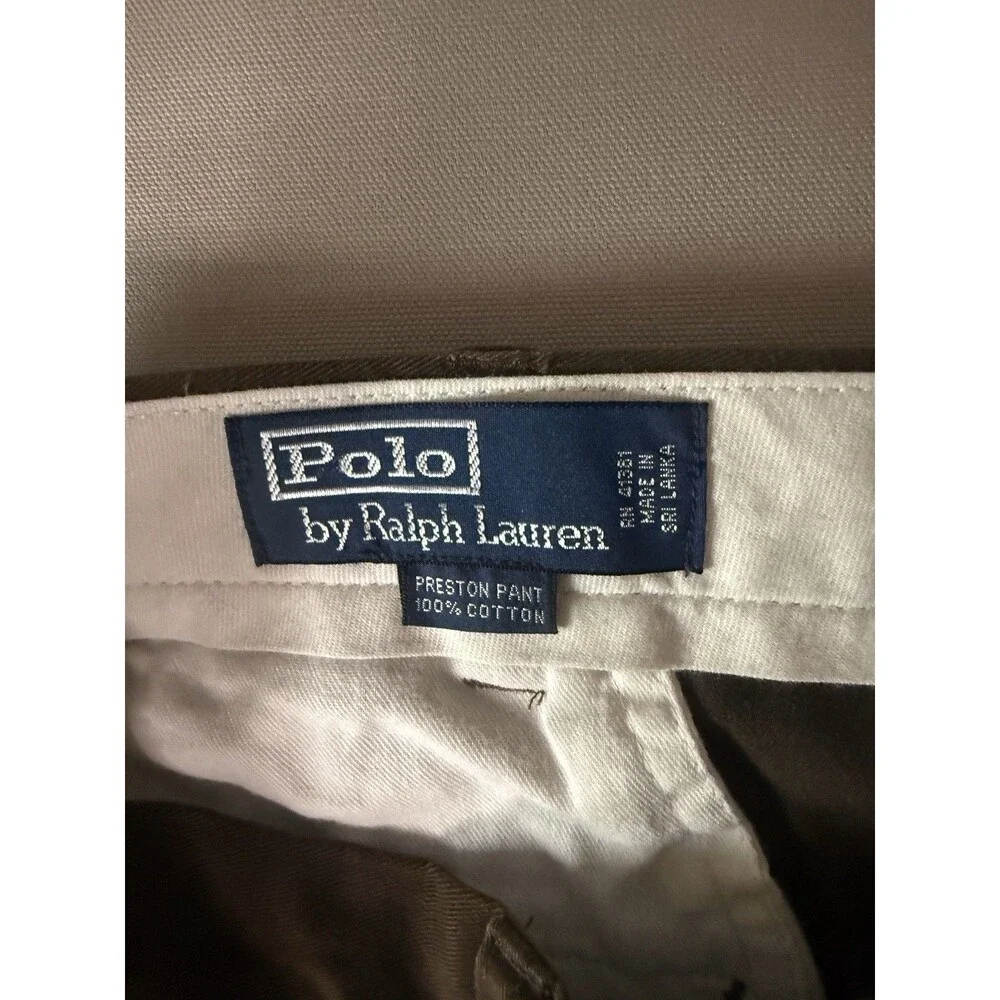 Polo Ralph Lauren Men's Classic Cotton Twill Chino Flat Front Pants 38x32 Brown